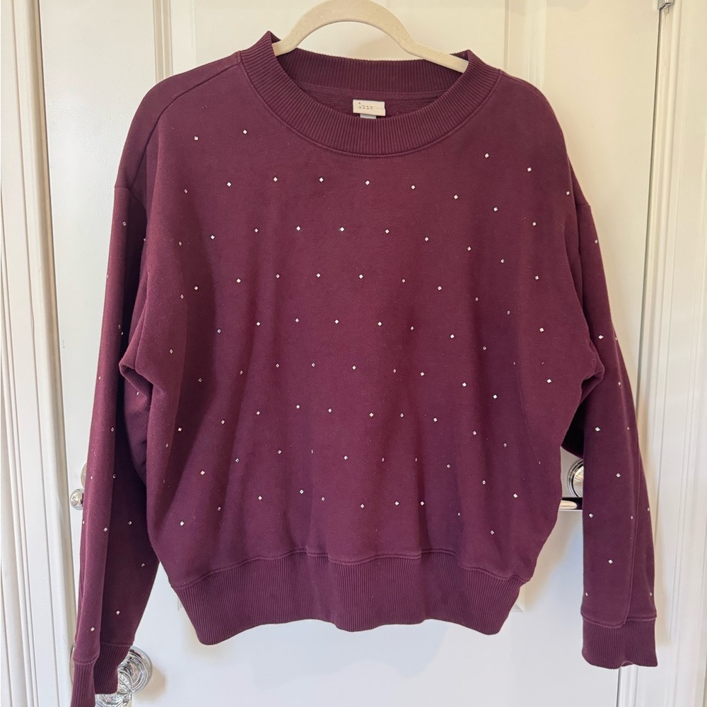 Like NEW Burgundy Sweater with rhinestones - Picture 1 of 6